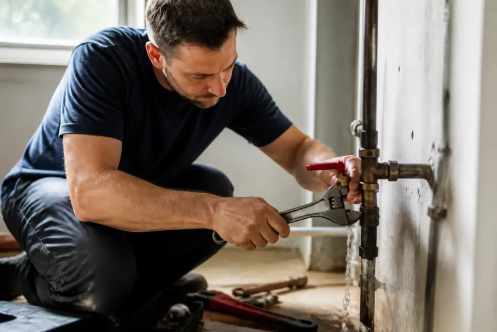 Radiator met ontluchtingssleutel en doek voor veilig ontluchten