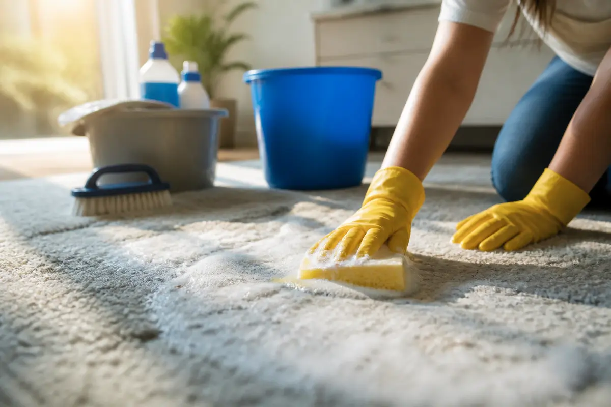 Tapijt schoonmaken met waspoeder